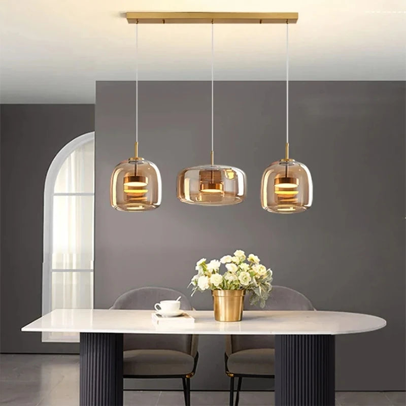 Suspension en verre moderne et luxueuse, luminaire décoratif intérieur