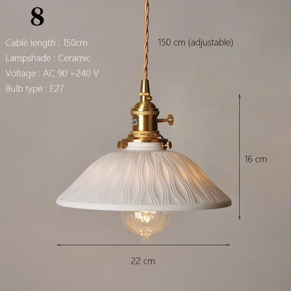 Suspension japonaise en céramique traditionnelle, éclairage chaleureux pour cuisine et salle à manger