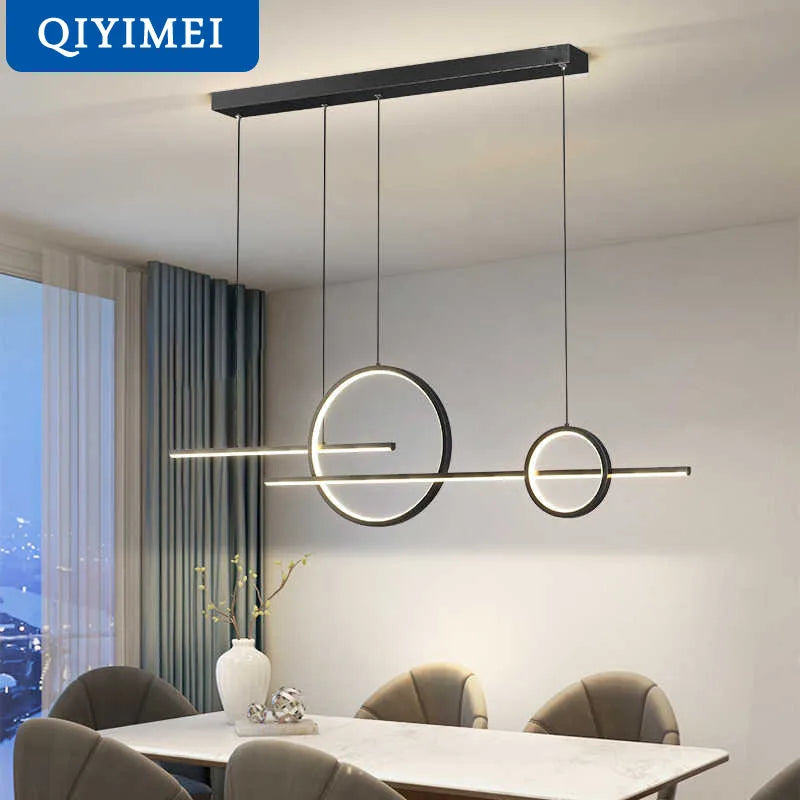 Suspension LED QIYIMEI en aluminium, lumière chaude pour salon et salle à manger