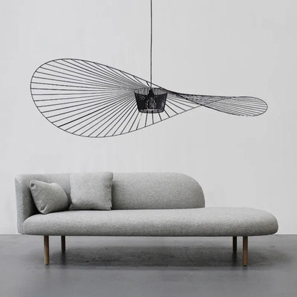 Suspension chapeau de paille Vertigo en tissu français, style nordique, lumière LED chaleureuse