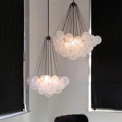 Suspension moderne en verre dépoli, lampe boule LED pour salon et salle à manger