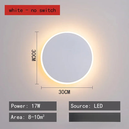 Applique Murale Ronde Nordique Moderne en Fer, Lumière Chaude Ambiance Cosy