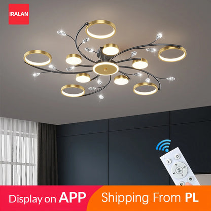 Plafonnier LED moderne nordique IRALAN avec télécommande, luminaire d’intérieur dimmable