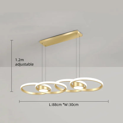 Suspension circulaire en aluminium moderne avec lumière LED chaude, pour salon et salle à manger