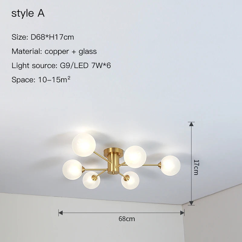 Plafonnier Sputnick design bulle en métal chrome poli pour salon et salle à manger