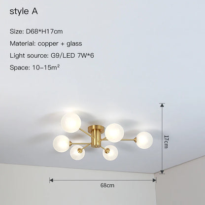 Plafonnier Sputnick design bulle en métal chrome poli pour salon et salle à manger