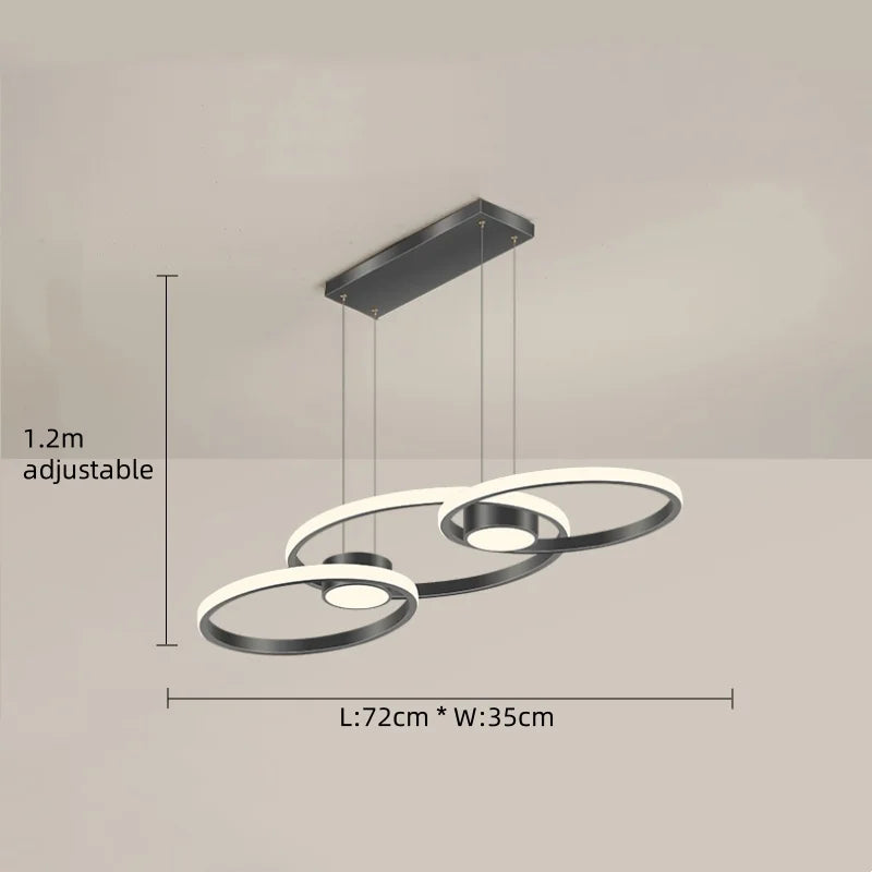 Suspension circulaire en aluminium moderne avec lumière LED chaude, pour salon et salle à manger
