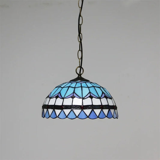 Suspension Tiffany Contemporain LED en Métal et Verre, Lumière Chaude