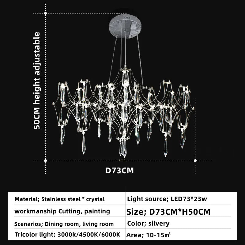 Suspension moderne en cristal pour salon et chambre, éclairage LED dimmable