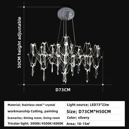 Suspension moderne en cristal pour salon et chambre, éclairage LED dimmable