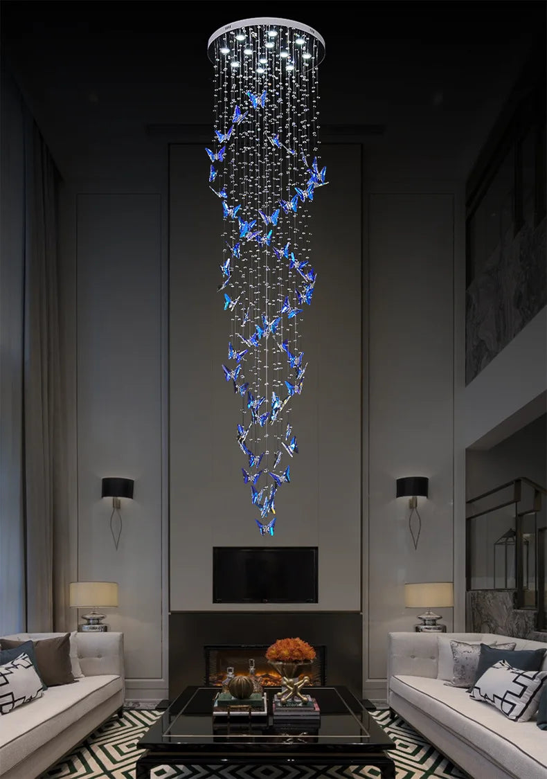 Lustre duplex creux rotatif en cristal style postmoderne pour hall