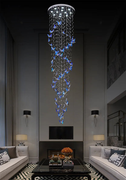 Lustre duplex creux rotatif en cristal style postmoderne pour hall