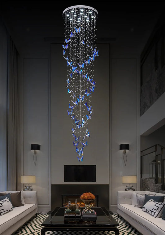 Lustre duplex creux rotatif en cristal style postmoderne pour hall