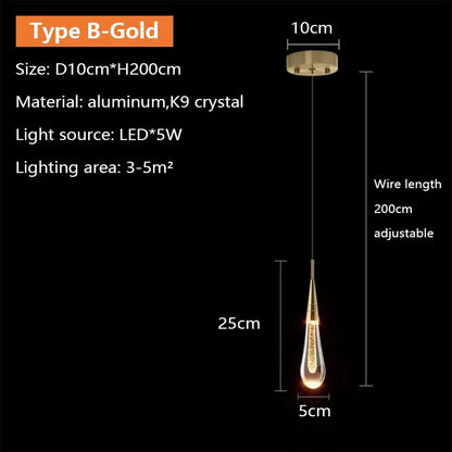 Suspension LED en cristal design nordique, luminaire intérieur élégant