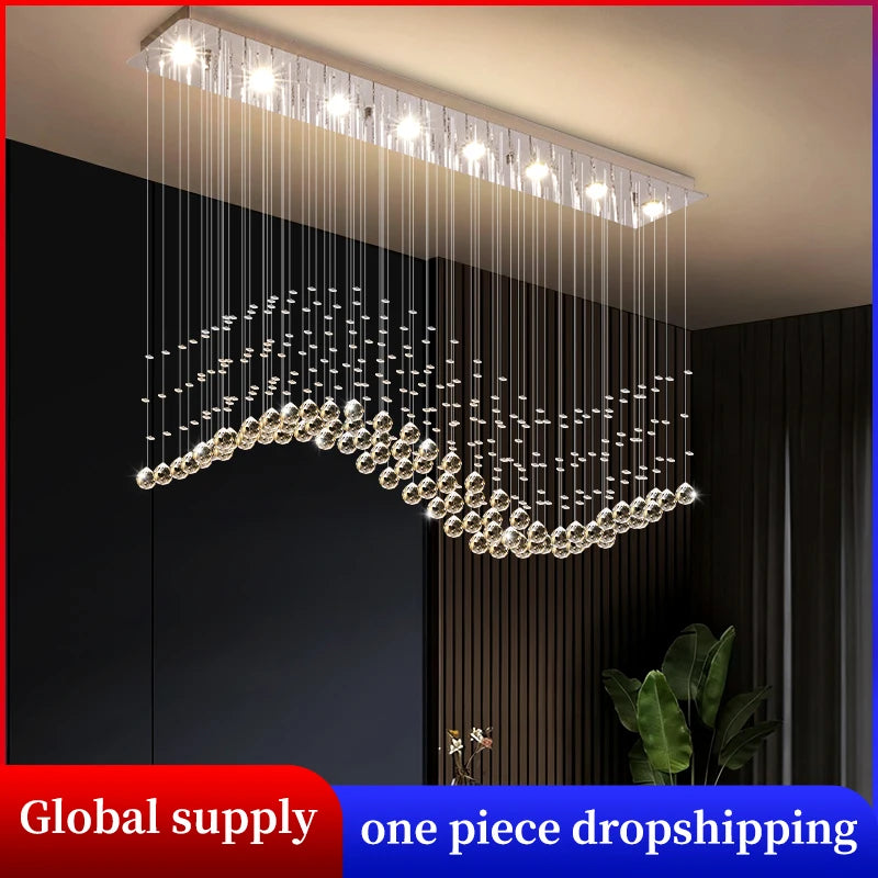 Suspension moderne en cristal pour salon et cuisine, lustre élégant