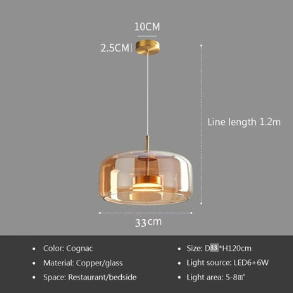 Suspension LED en verre design nordique, lumière chaude ambiance cosy