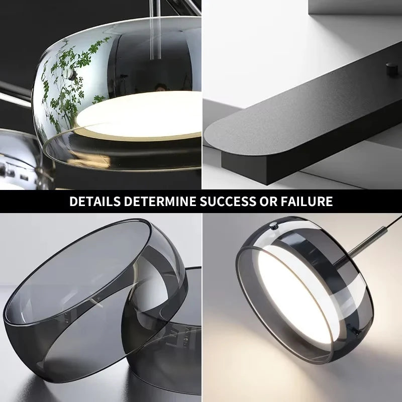 Suspension LED moderne en verre, éclairage intérieur réglable pour salle à manger