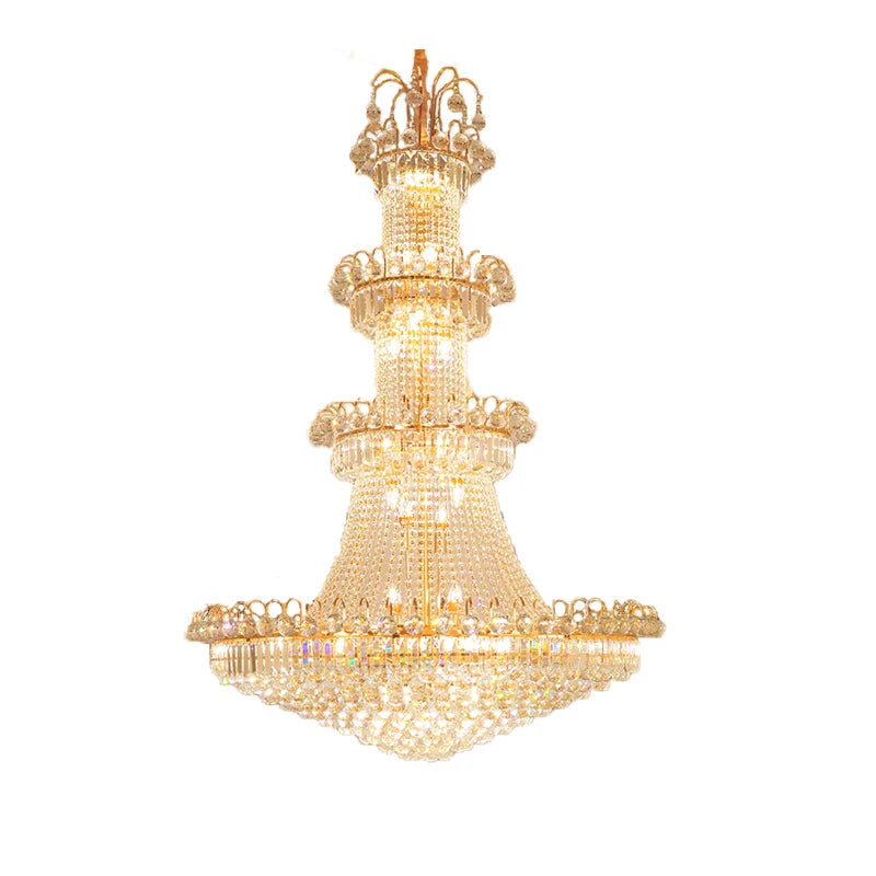 Lustre en cristal style européen pour hall hôtel et villa haut plafond
