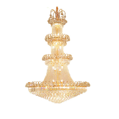 Lustre en cristal style européen pour hall hôtel et villa haut plafond