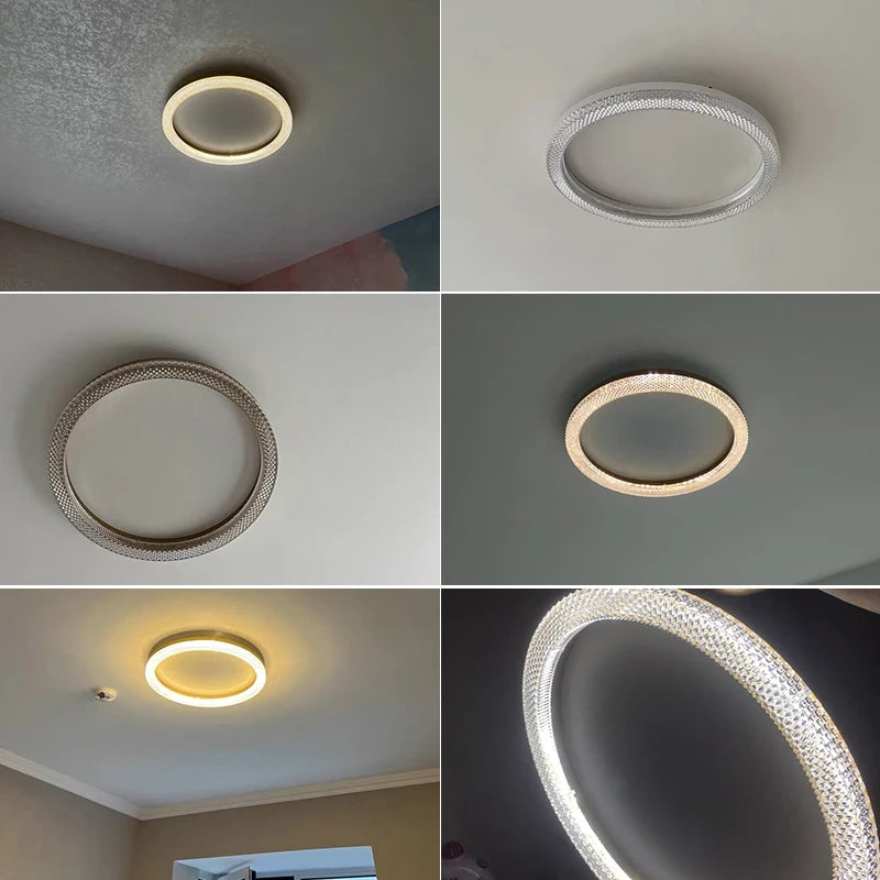 Plafonnier LED Design Nordique en Métal Doré, Luminaire Dimmable pour Chambre et Cuisine