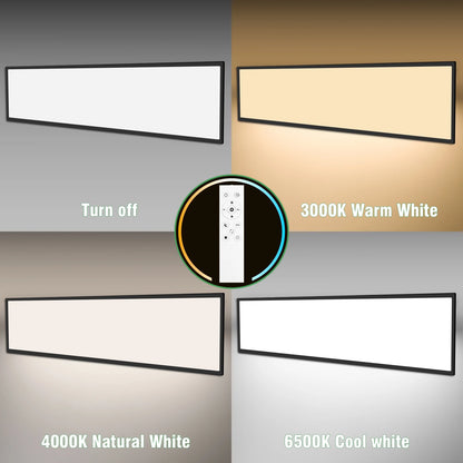 Plafonnier LED 100×25 cm 30 W dimmable, lumière variable 3000-6500 K avec télécommande, design moderne