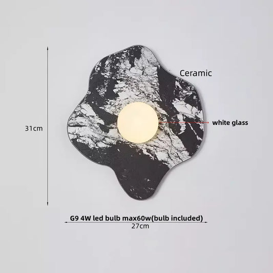 Applique Murale LED IWHD en Céramique et Verre Dépoli, Style Nordique Moderne, Lumière Ambiante