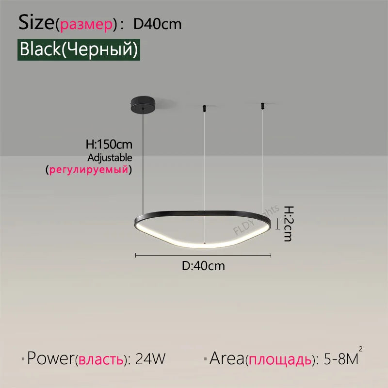 Suspension lustre nordique triangulaire en métal, lumière chaude pour salon et chambre