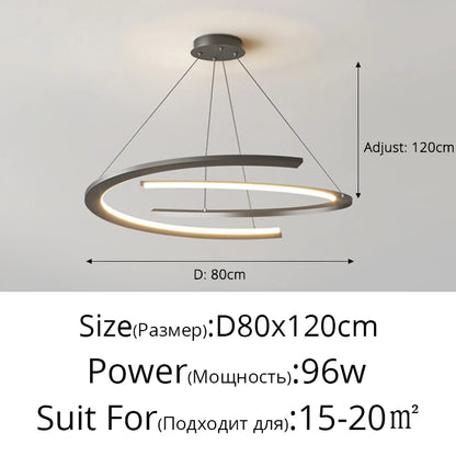 Suspension anneau design nordique en métal, lumière LED chaleureuse