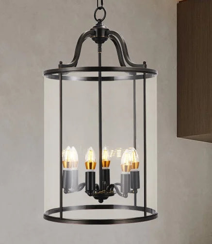 Suspension vintage en cuivre avec cage à oiseaux en verre, éclairage chaleureux