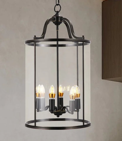 Suspension vintage en cuivre avec cage à oiseaux en verre, éclairage chaleureux