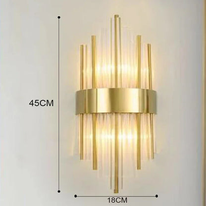 Applique Murale LED Dorée en Acier Inoxydable et Cristal, Éclairage Intérieur Design