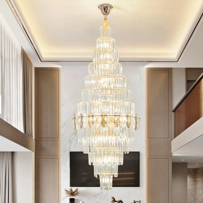 Lustre en cristal de luxe doré, design moderne pour salon et villa