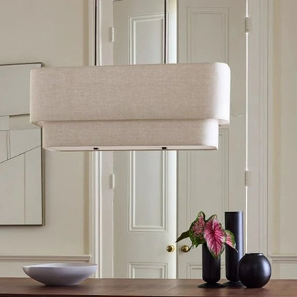 Suspension linéaire rectangulaire vintage en tissu pour ambiance cosy