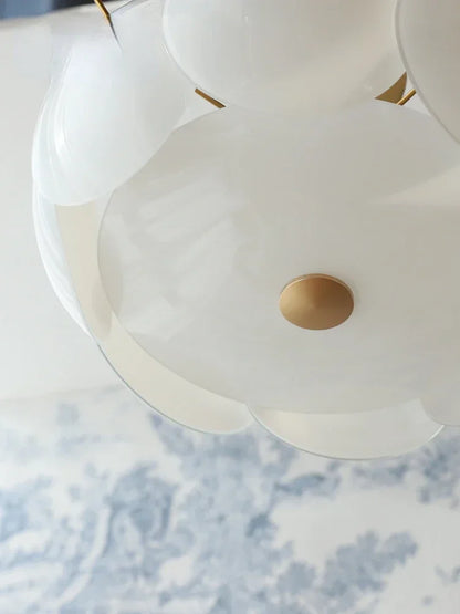 Plafonnier verre blanc crème minimaliste moderne E14 pour salon et salle à manger