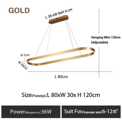 Suspension LED nordique en aluminium, lumière variable pour salle à manger et cuisine