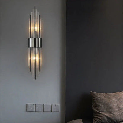Applique Murale LED Dorée en Acier Inoxydable et Cristal, Éclairage Intérieur Design