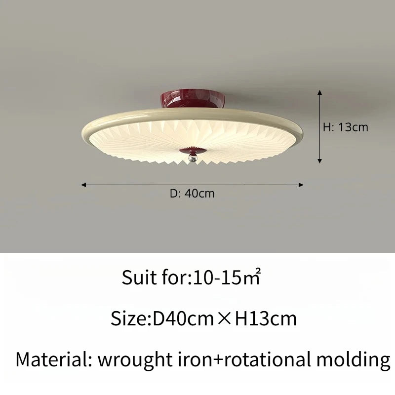 Plafonnier rétro crème style ancien en fer effet bois de noyer, lumière chaleureuse