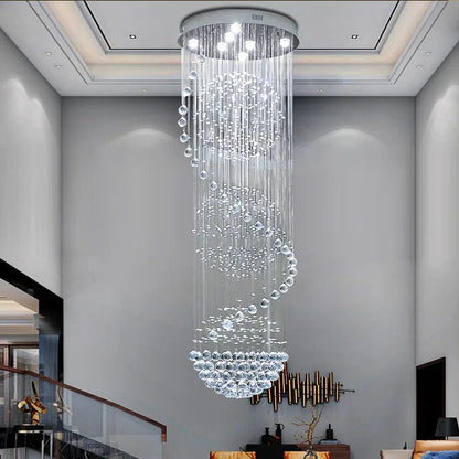 Lustre moderne en cristal K9 LED spirale pluie pour salon et hôtel