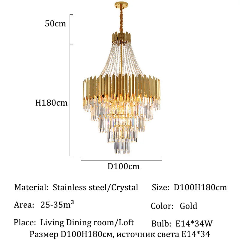 Lustre moderne en cristal de luxe pour salon, éclairage LED suspendu