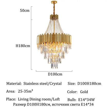 Lustre moderne en cristal de luxe pour salon, éclairage LED suspendu