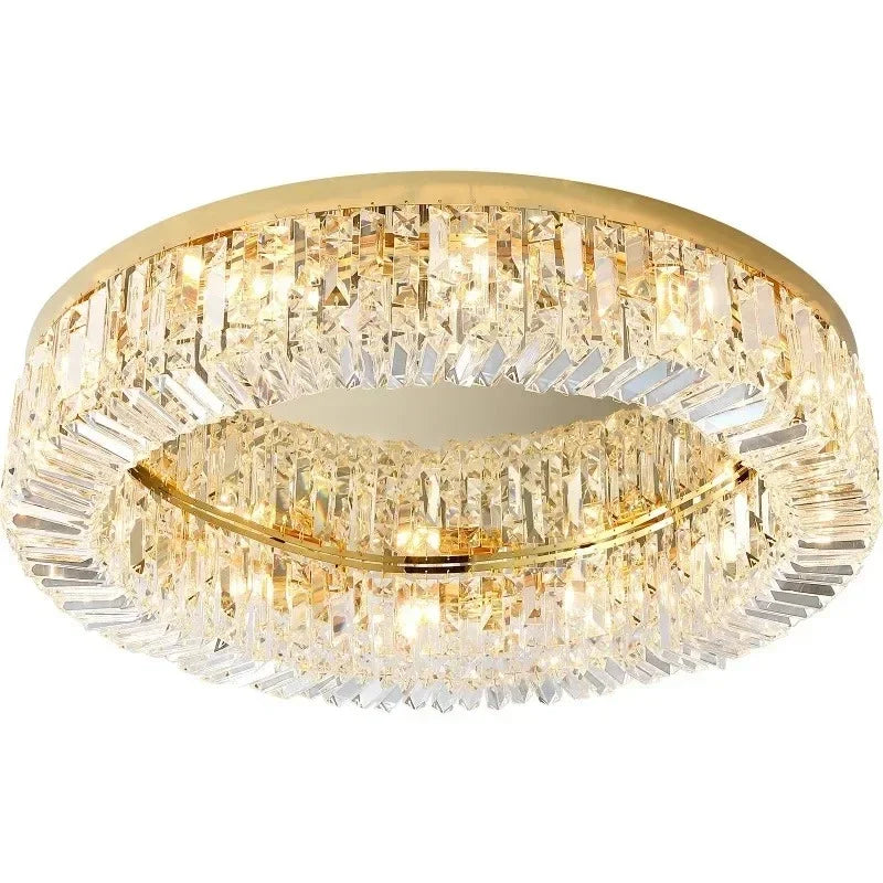 Plafonnier moderne en cristal doré et chrome LED pour intérieur élégant