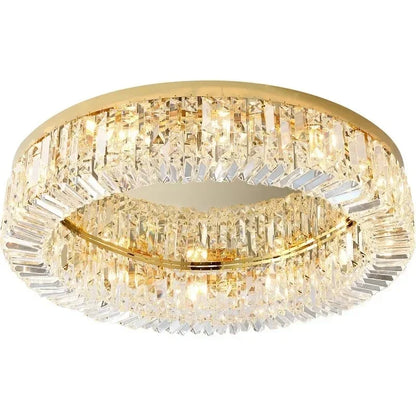 Plafonnier moderne en cristal doré et chrome LED pour intérieur élégant