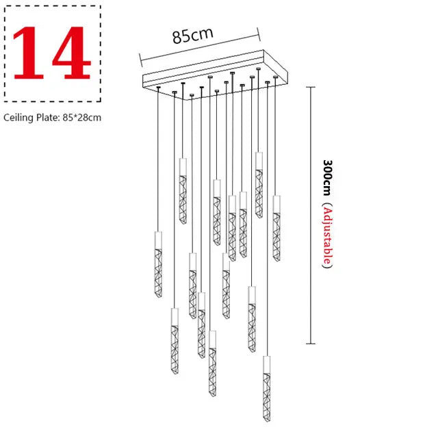 Suspension LED moderne spirale en cristal pour salon et duplex