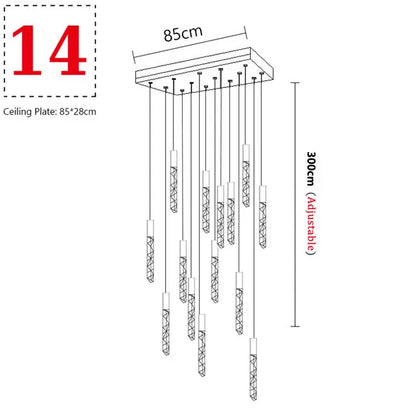 Suspension LED moderne spirale en cristal pour salon et duplex