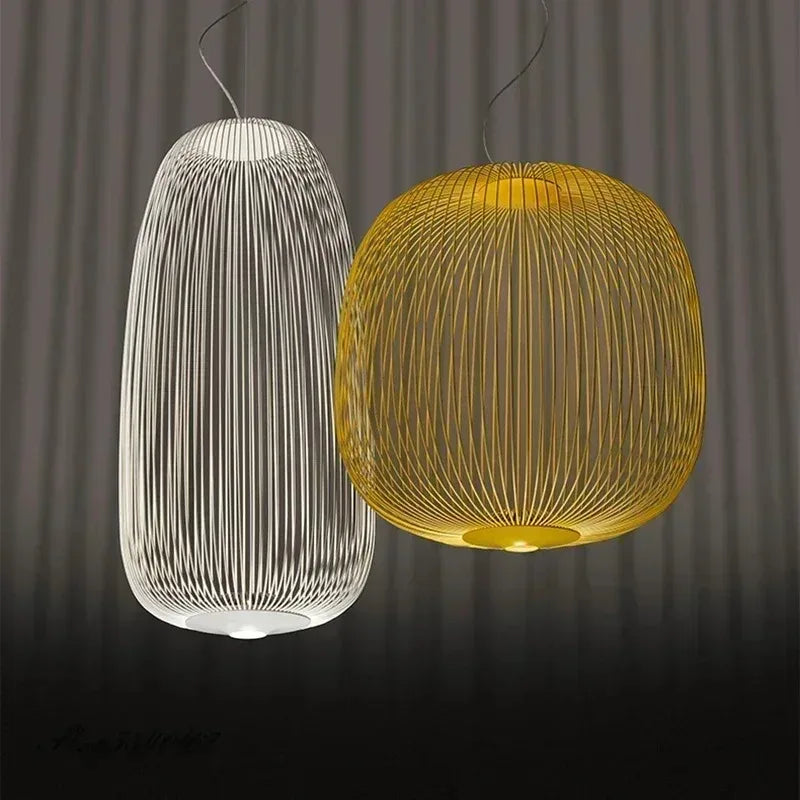Suspension cage à oiseaux en fer Foscarini, lumière LED design luxe pour salon et restaurant