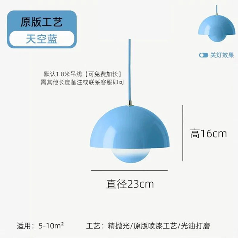 Suspension bourgeon danois en métal, lumière chaude, design moderne