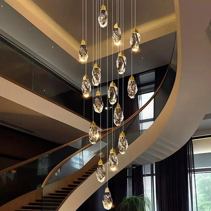 Lustre suspendu moderne en cristal LED, lumière chaude réglable pour intérieur design