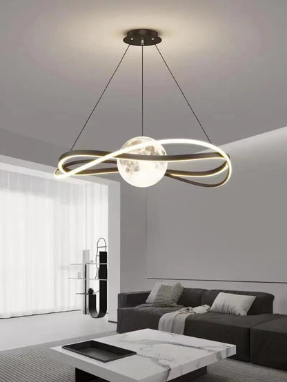 Suspension LED moderne minimaliste en aluminium, lumière dimmable et ambiance chaleureuse