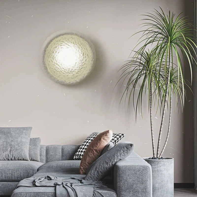 Applique Murale Wabi-Sabi LED en Résine et Verre Dépoli, Ambiance Chaleureuse