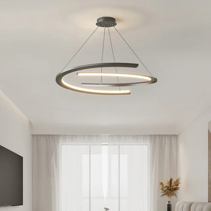 Suspension anneau design nordique en métal, lumière LED chaleureuse